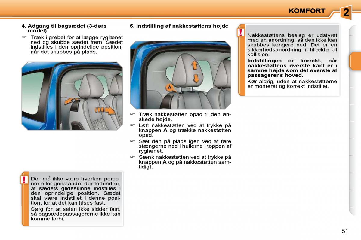 Peugeot 207 Bilens instruktionsbog / page 38