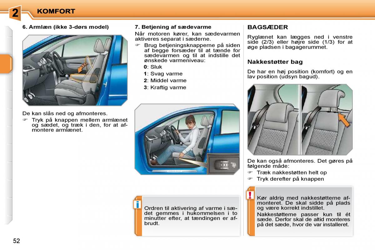 Peugeot 207 Bilens instruktionsbog / page 39