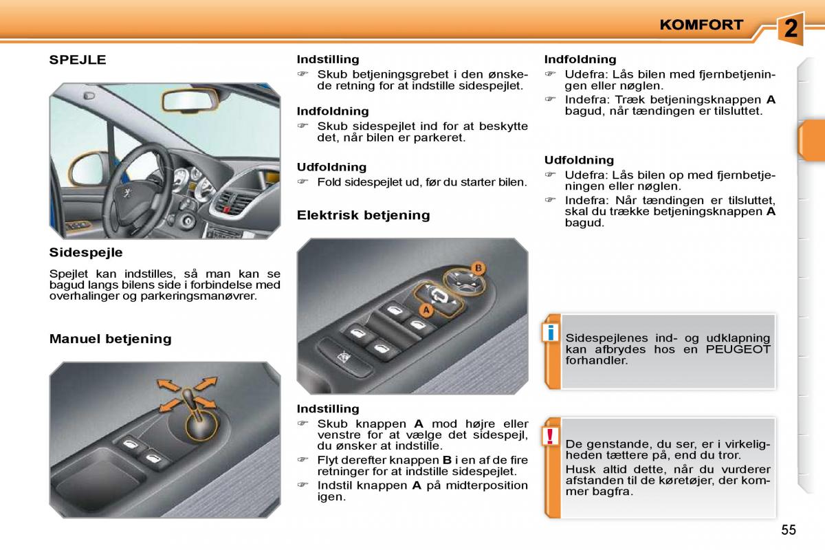 Peugeot 207 Bilens instruktionsbog / page 44