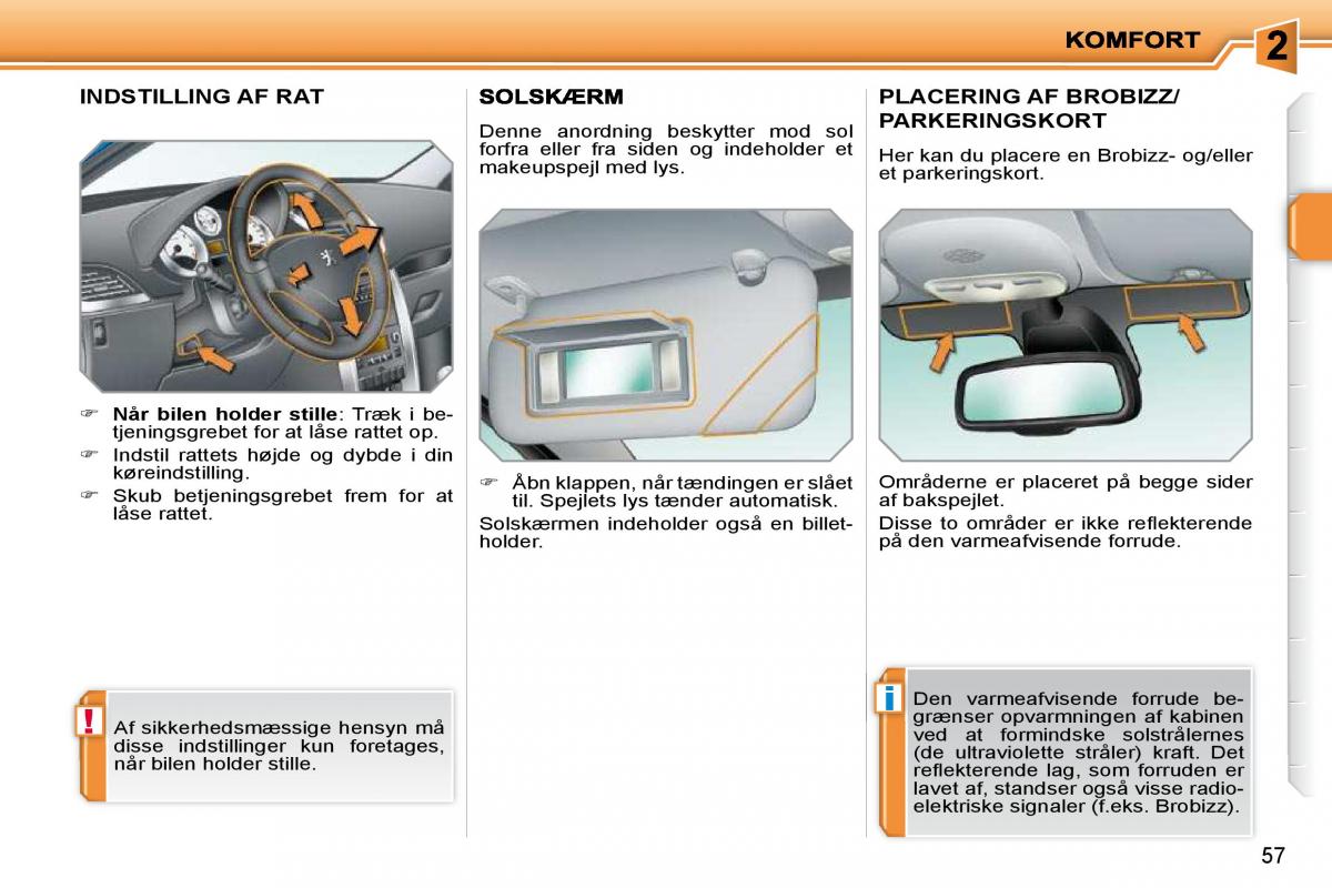 Peugeot 207 Bilens instruktionsbog / page 46