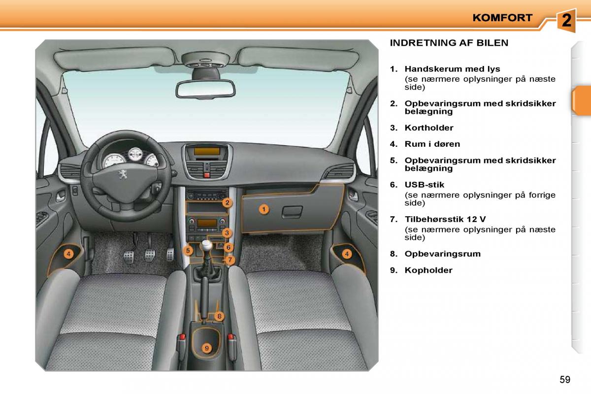 Peugeot 207 Bilens instruktionsbog / page 48