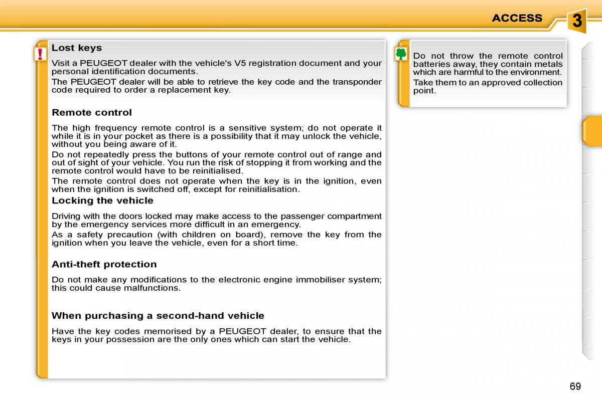 Peugeot 207 owners manual / page 58