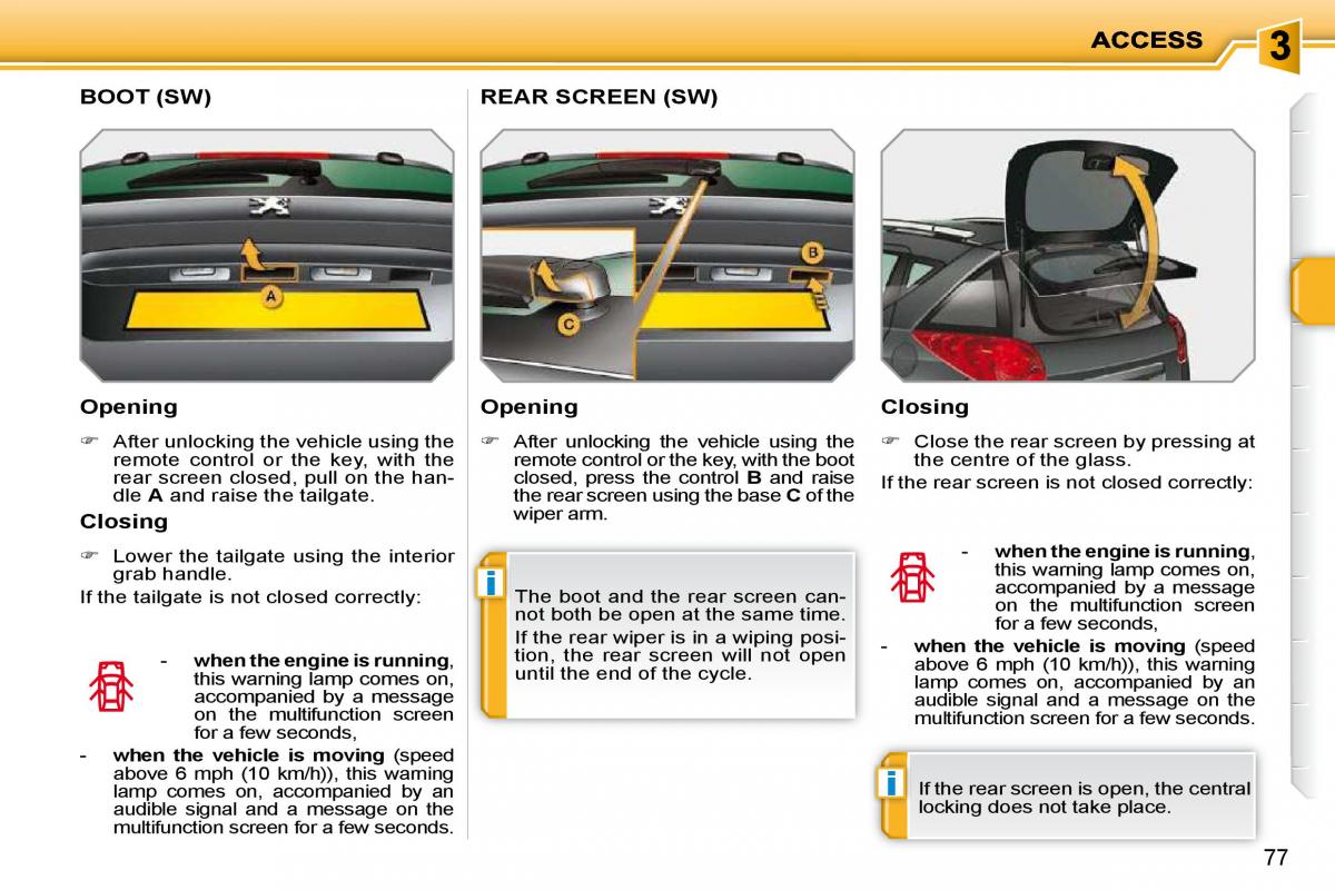 Peugeot 207 owners manual / page 70