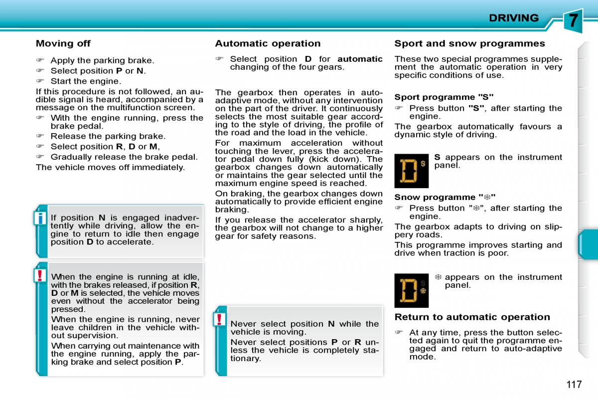 Peugeot 207 owners manual / page 113