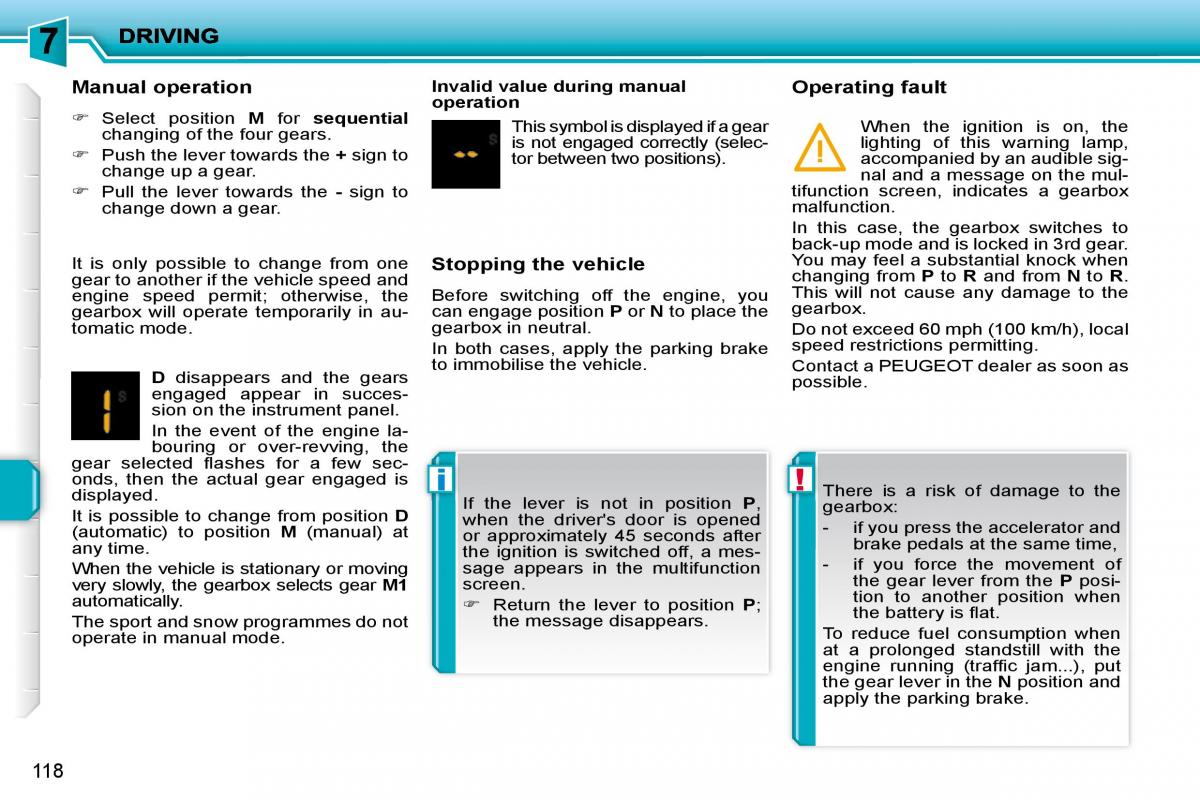 Peugeot 207 owners manual / page 114