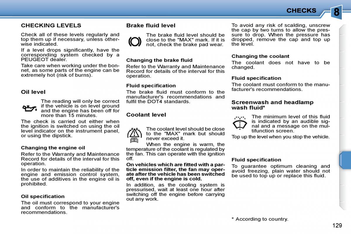 Peugeot 207 owners manual / page 124