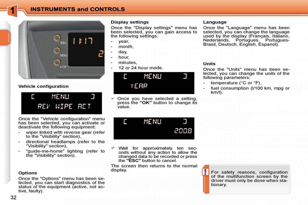 Peugeot 207 owners manual / page 15