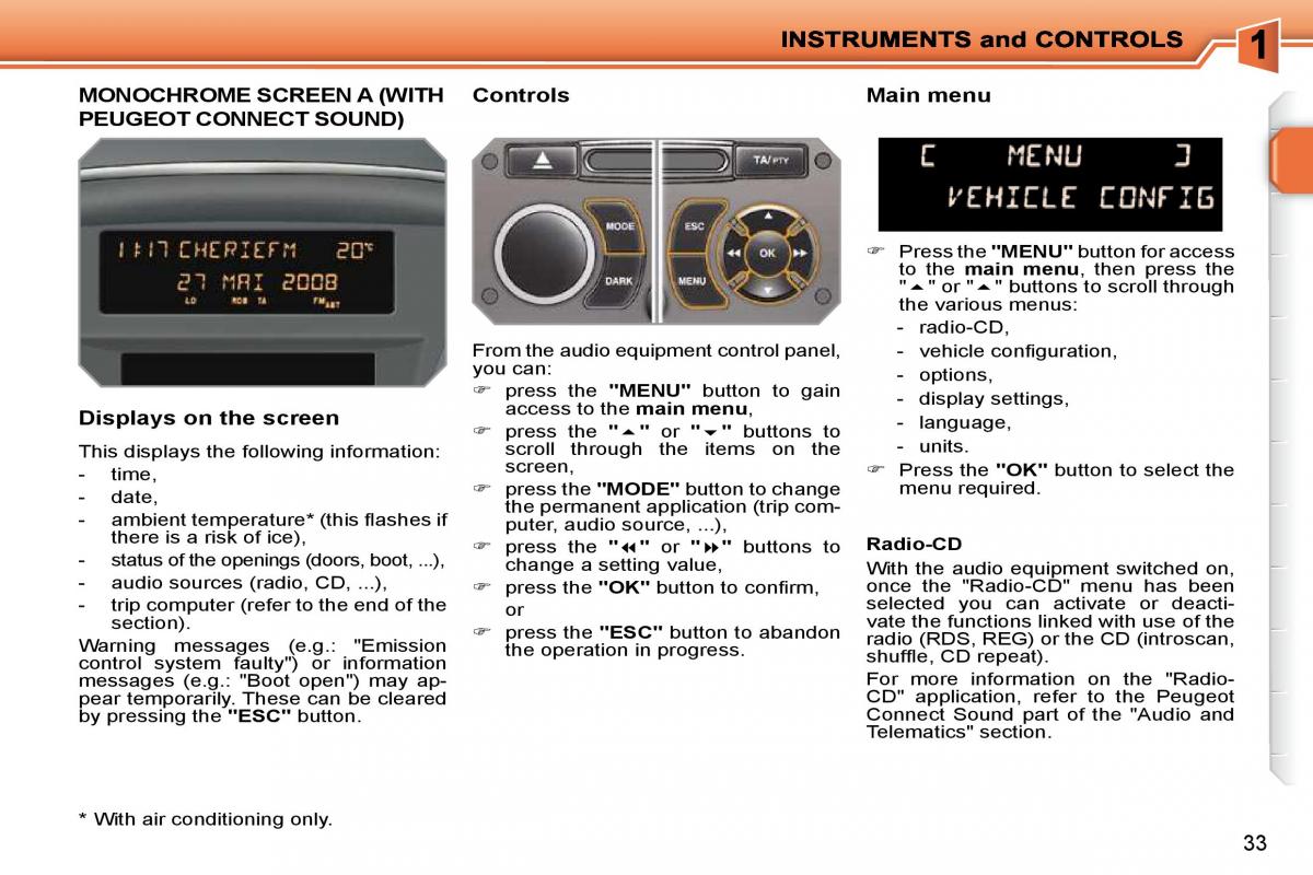 Peugeot 207 owners manual / page 16