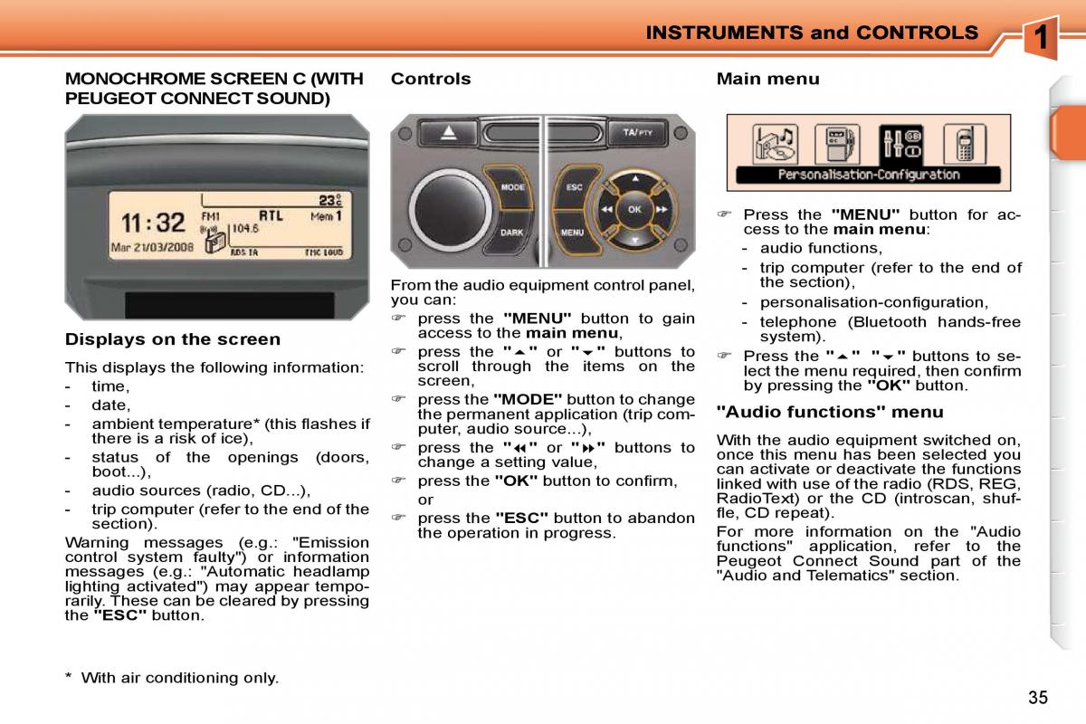 Peugeot 207 owners manual / page 18