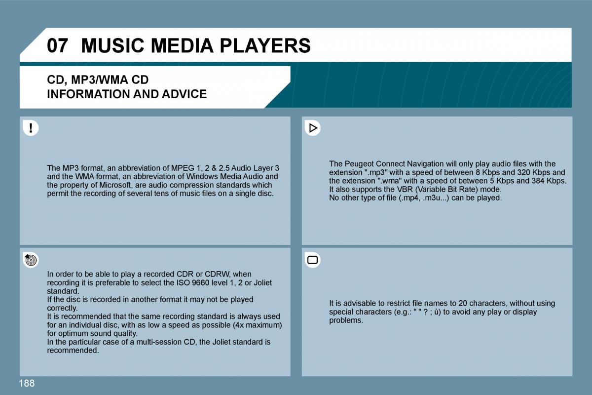 Peugeot 207 owners manual / page 184