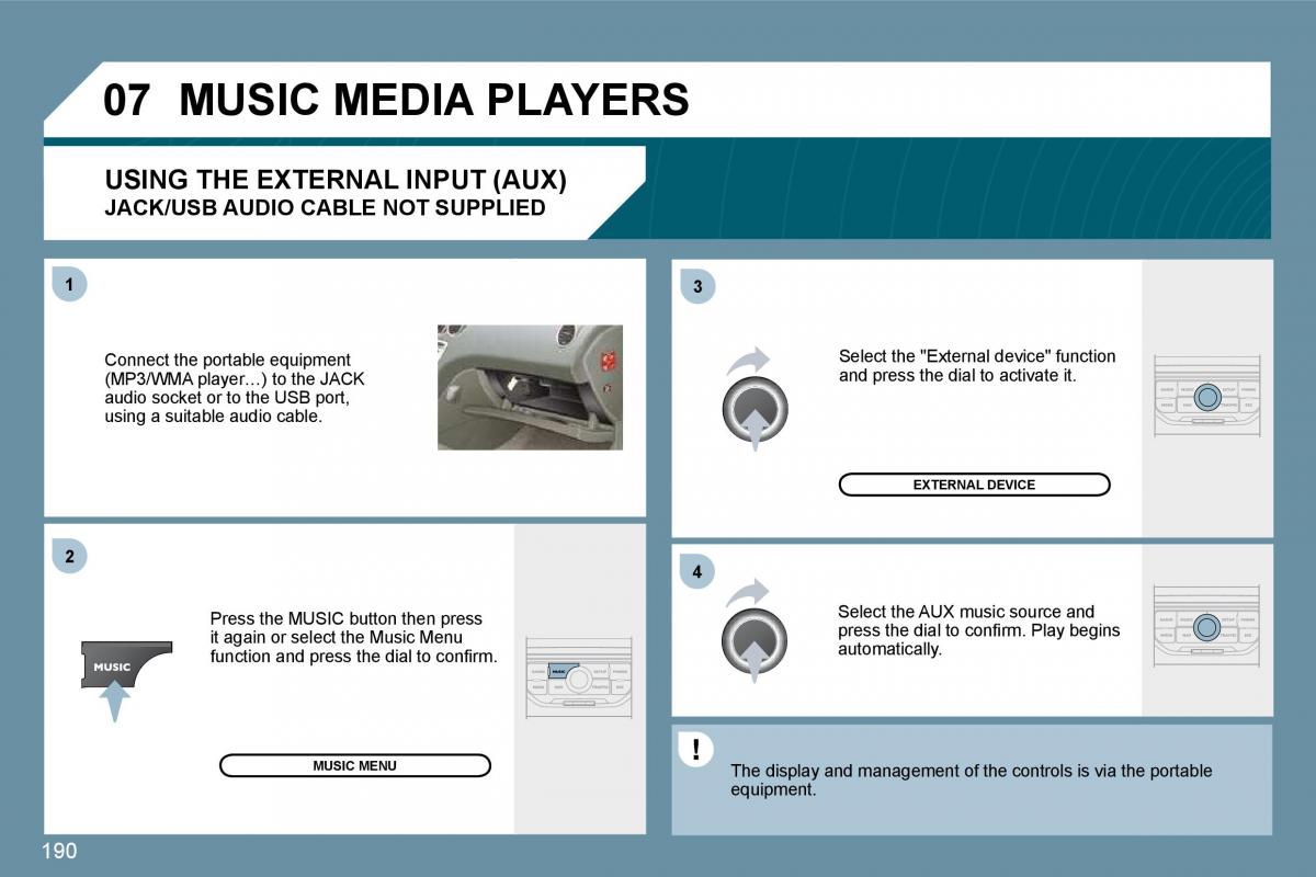 Peugeot 207 owners manual / page 186