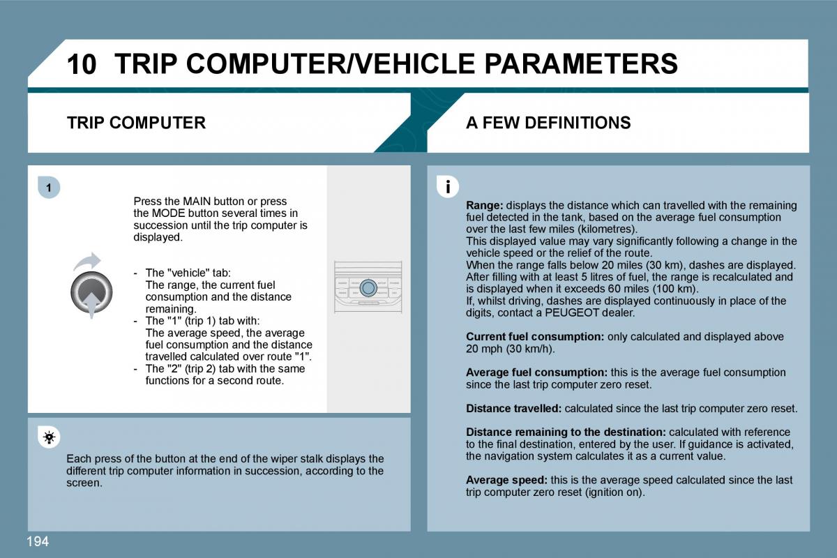 Peugeot 207 owners manual / page 190