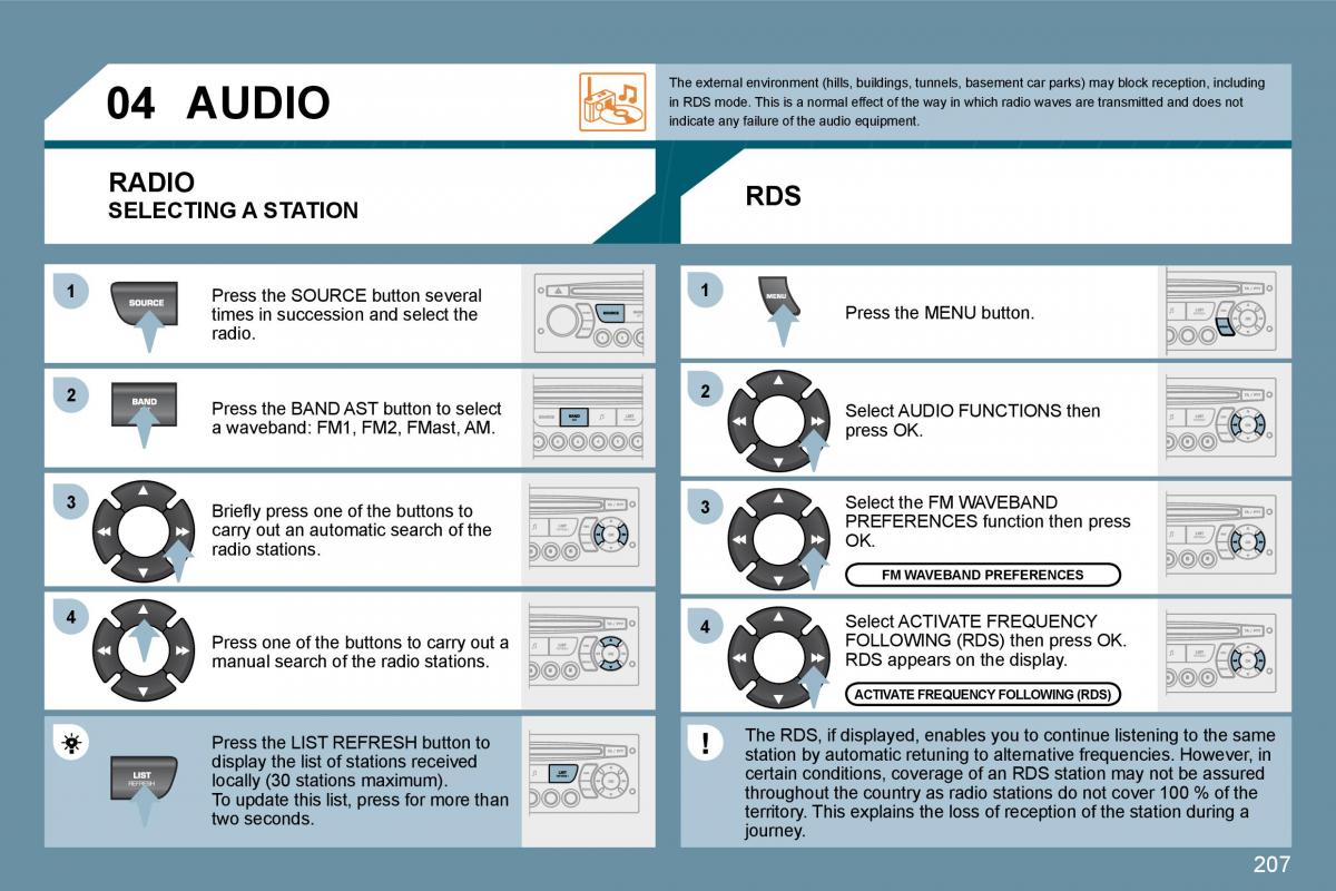 Peugeot 207 owners manual / page 202