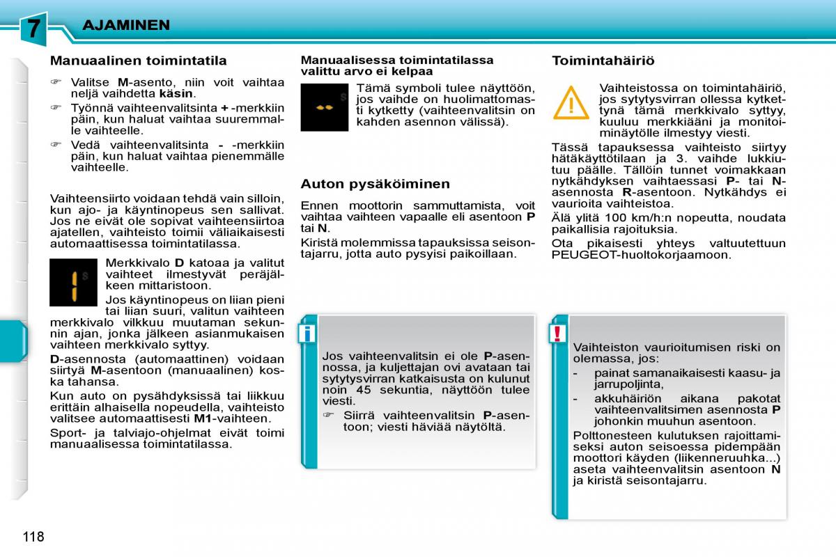 Peugeot 207 omistajan kasikirja / page 114