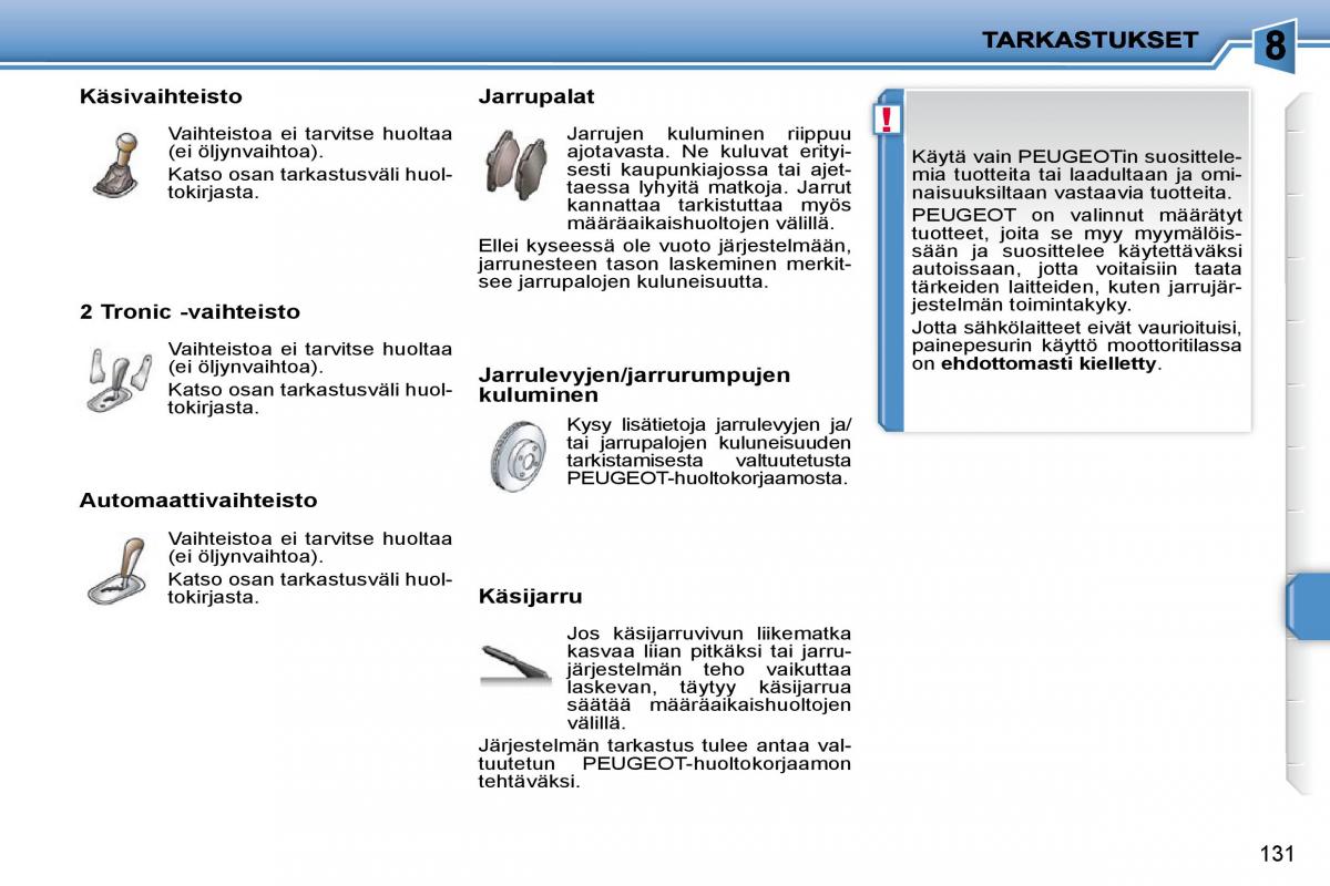 Peugeot 207 omistajan kasikirja / page 127