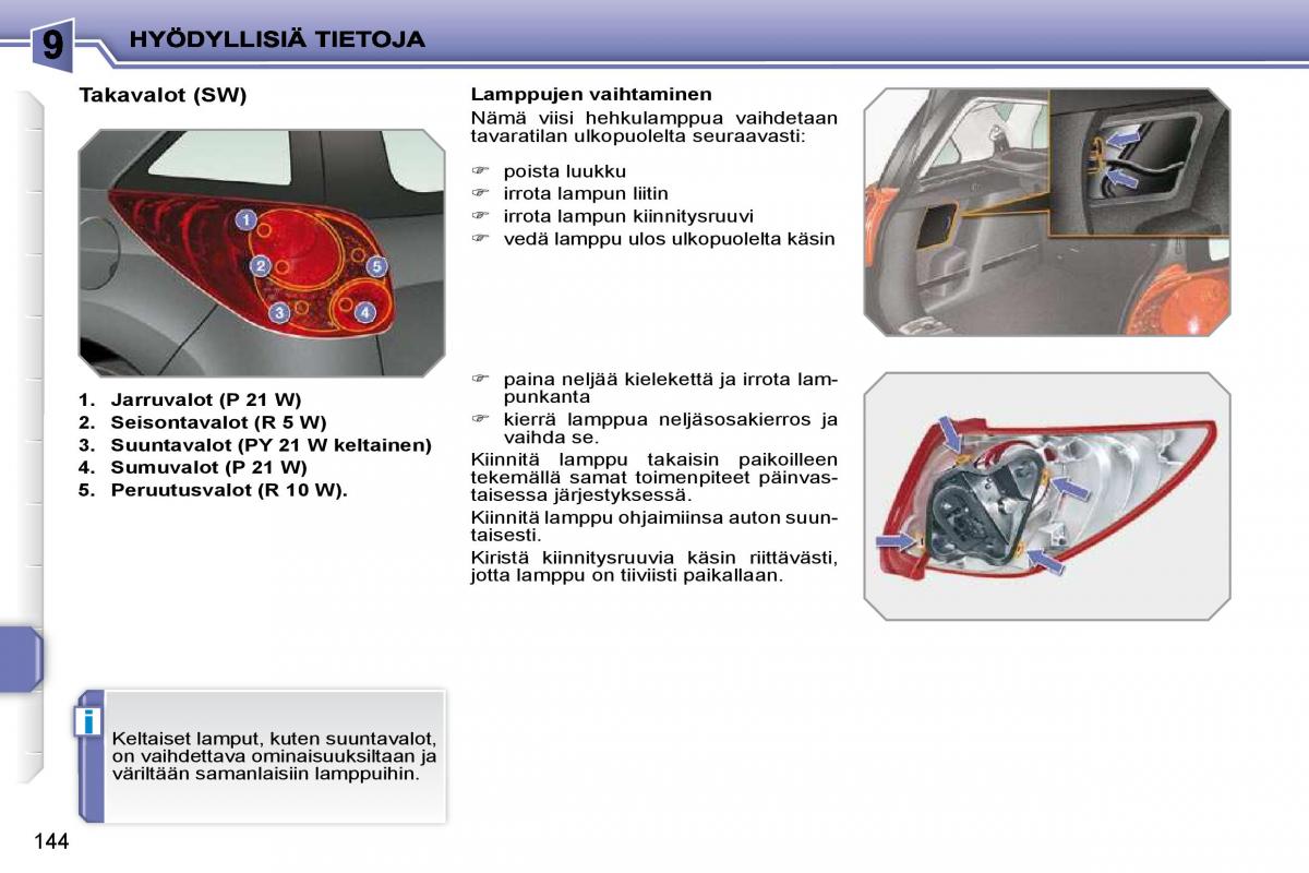 Peugeot 207 omistajan kasikirja / page 140