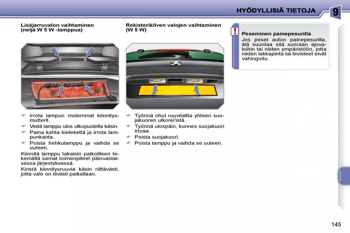 Peugeot 207 omistajan kasikirja / page 141