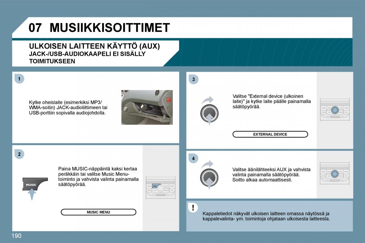 Peugeot 207 omistajan kasikirja / page 186