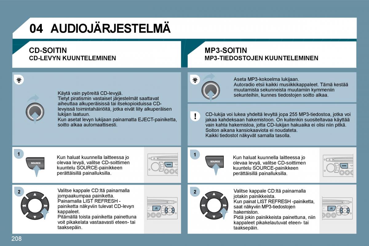 Peugeot 207 omistajan kasikirja / page 203