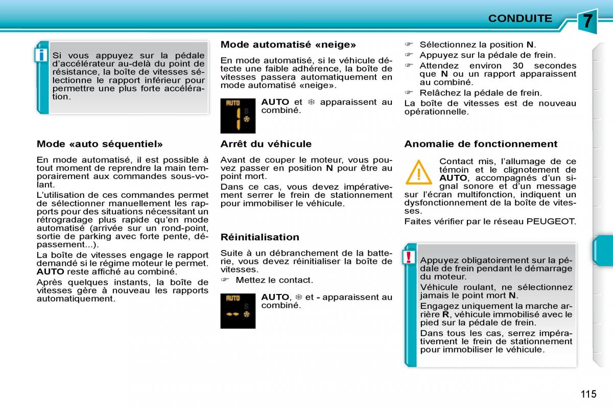 Peugeot 207 manuel du proprietaire / page 103