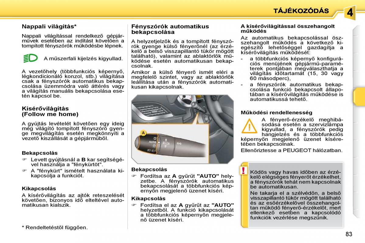 Peugeot 207 Kezelesi utmutato / page 78