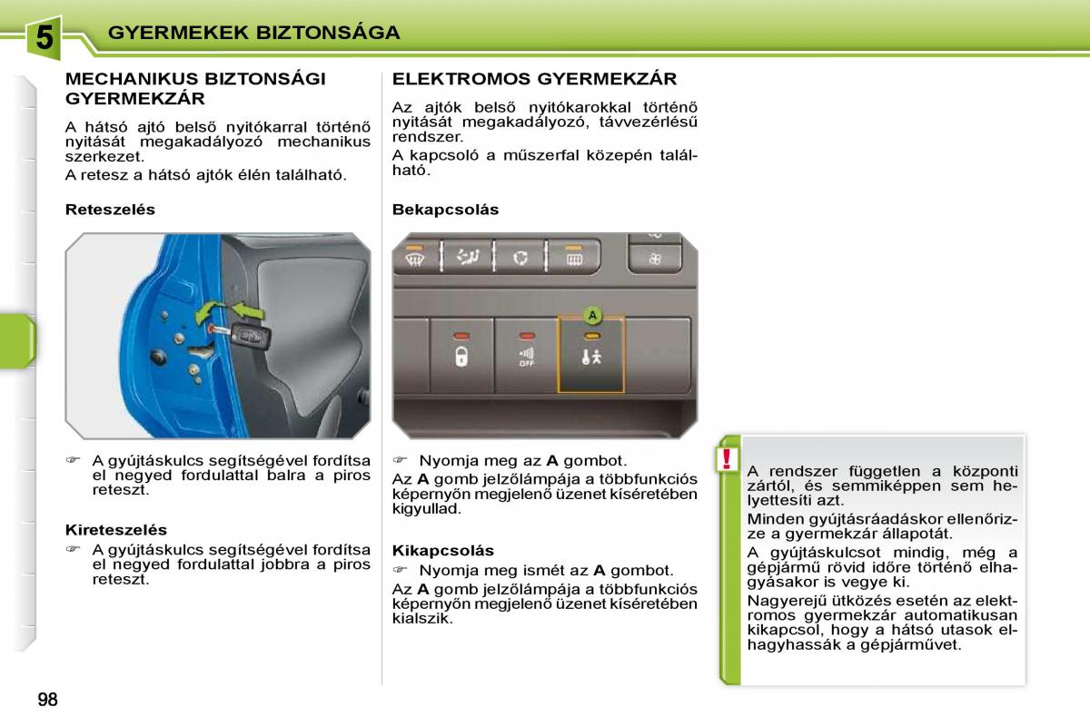 Peugeot 207 Kezelesi utmutato / page 94