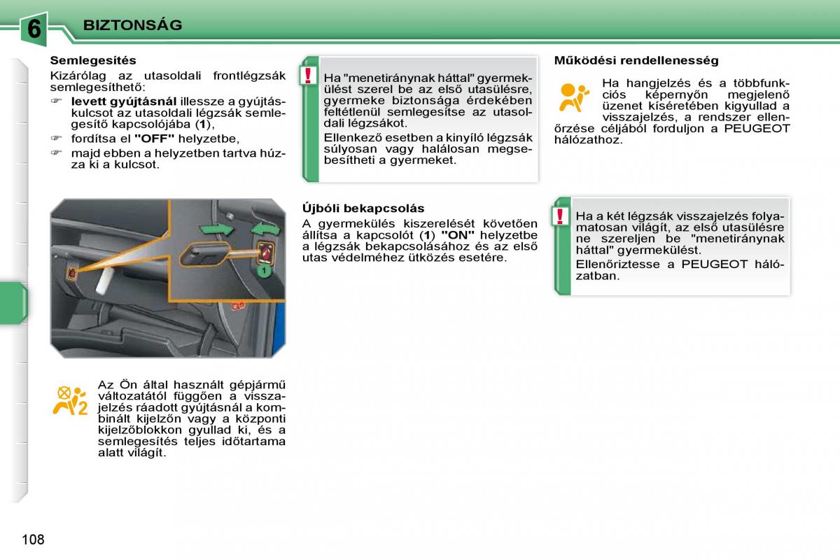 Peugeot 207 Kezelesi utmutato / page 104