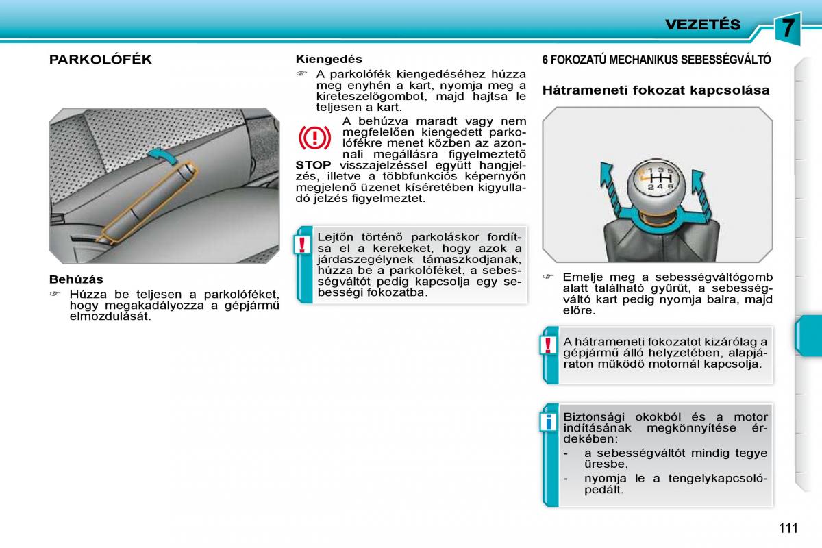 Peugeot 207 Kezelesi utmutato / page 107