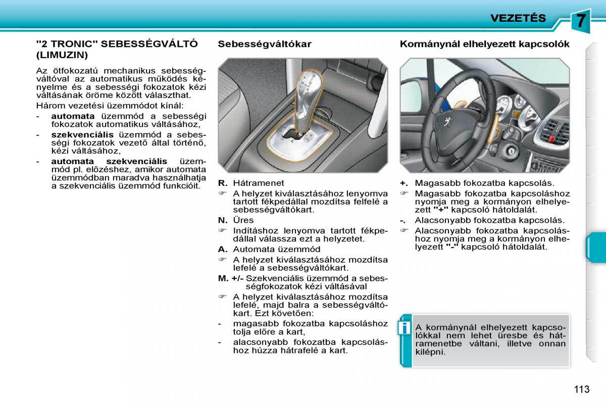 Peugeot 207 Kezelesi utmutato / page 109