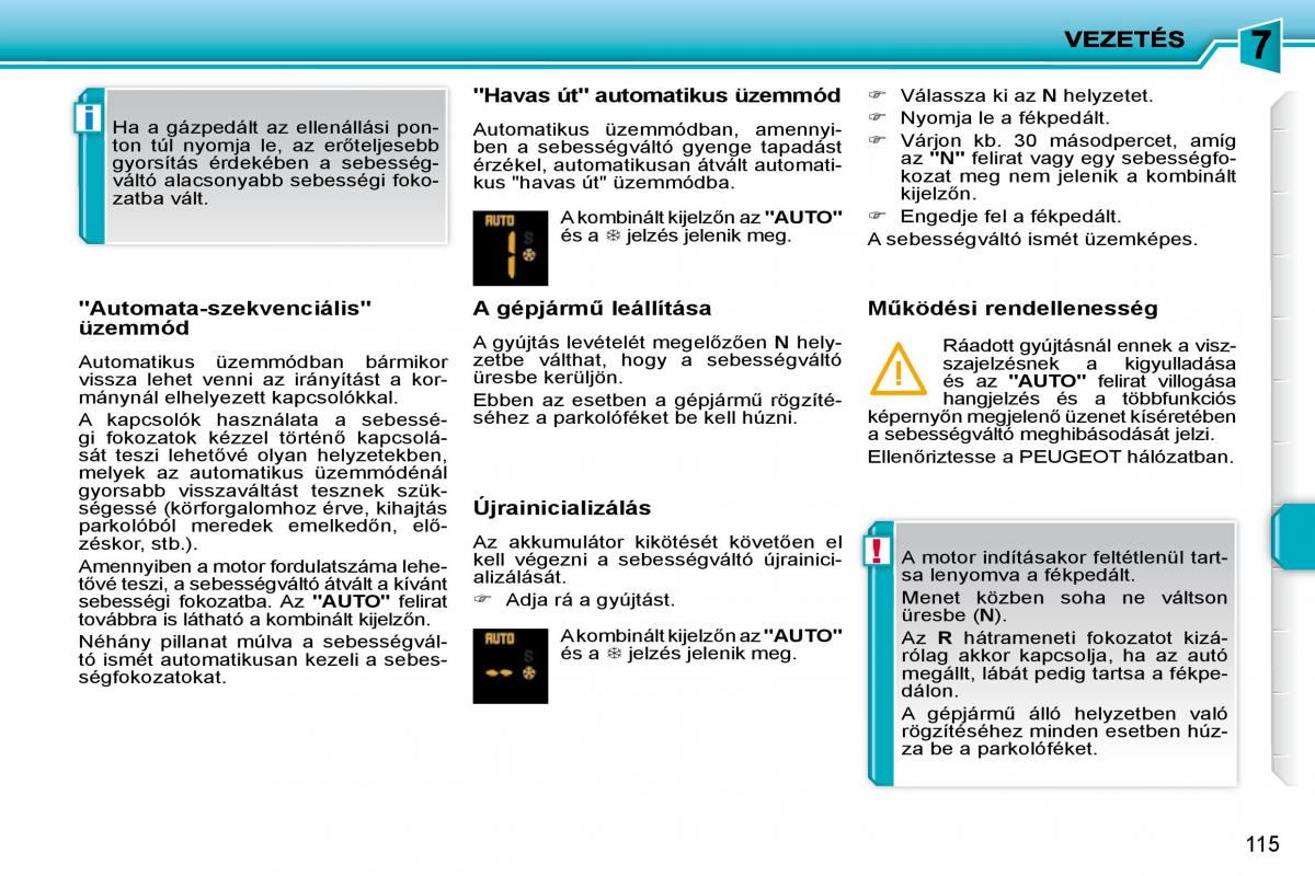 Peugeot 207 Kezelesi utmutato / page 111