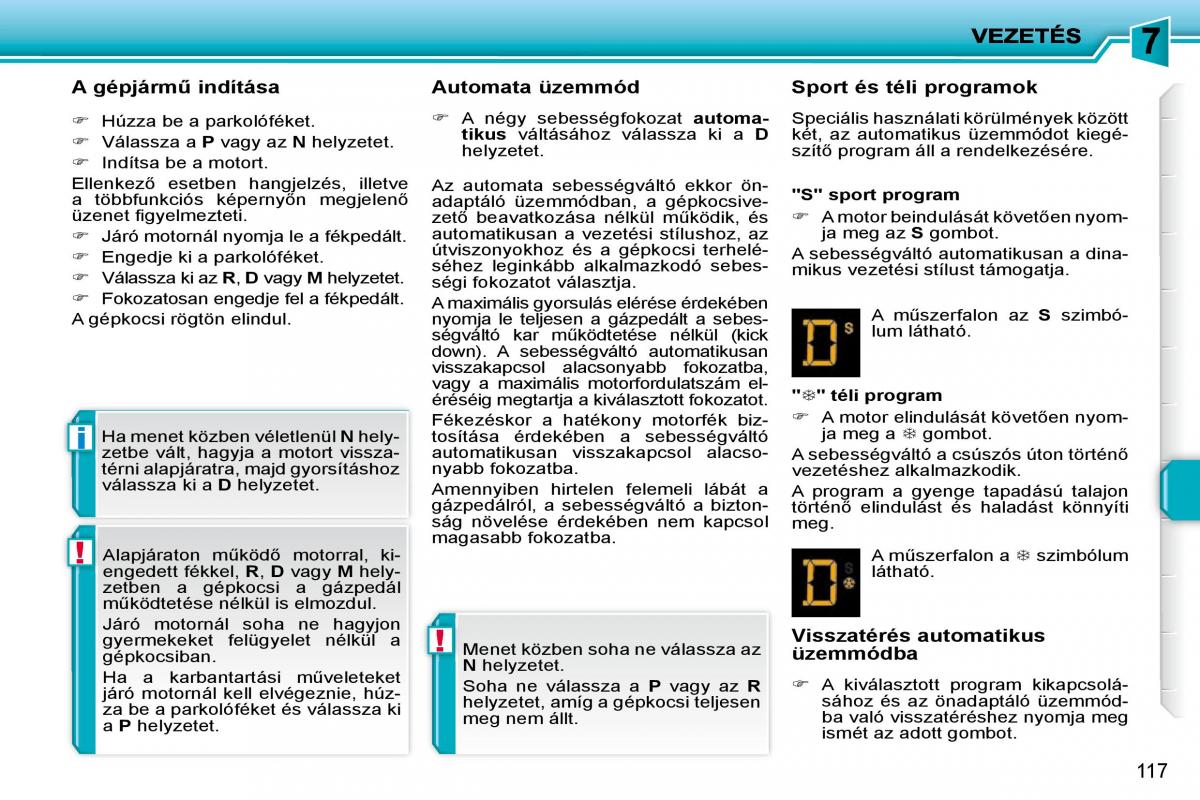 Peugeot 207 Kezelesi utmutato / page 113