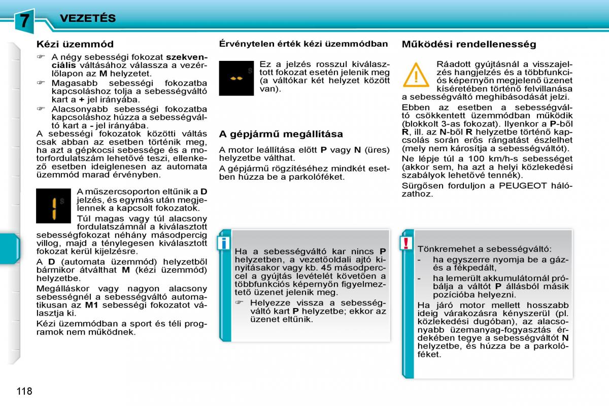 Peugeot 207 Kezelesi utmutato / page 114