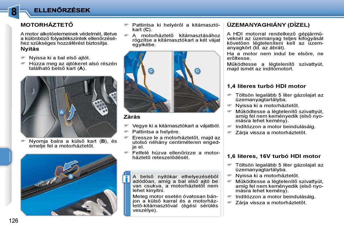 Peugeot 207 Kezelesi utmutato / page 121