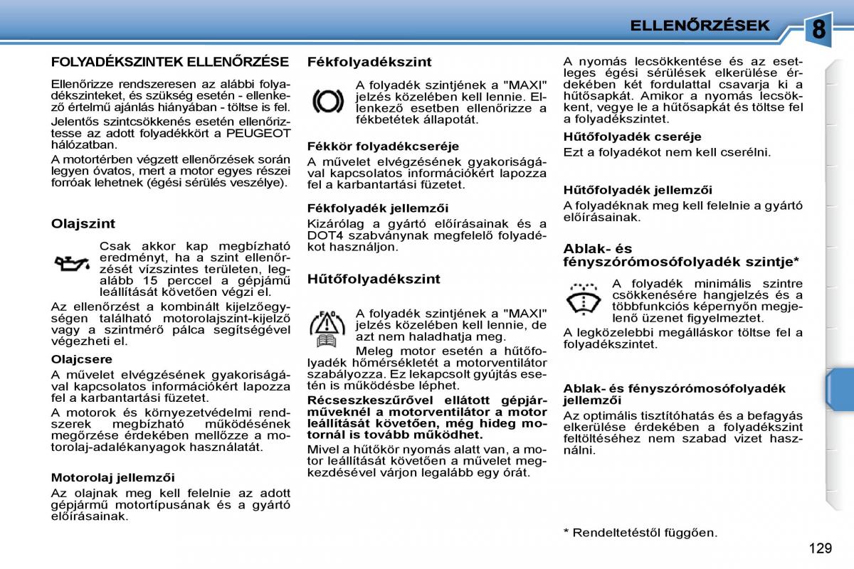 Peugeot 207 Kezelesi utmutato / page 124