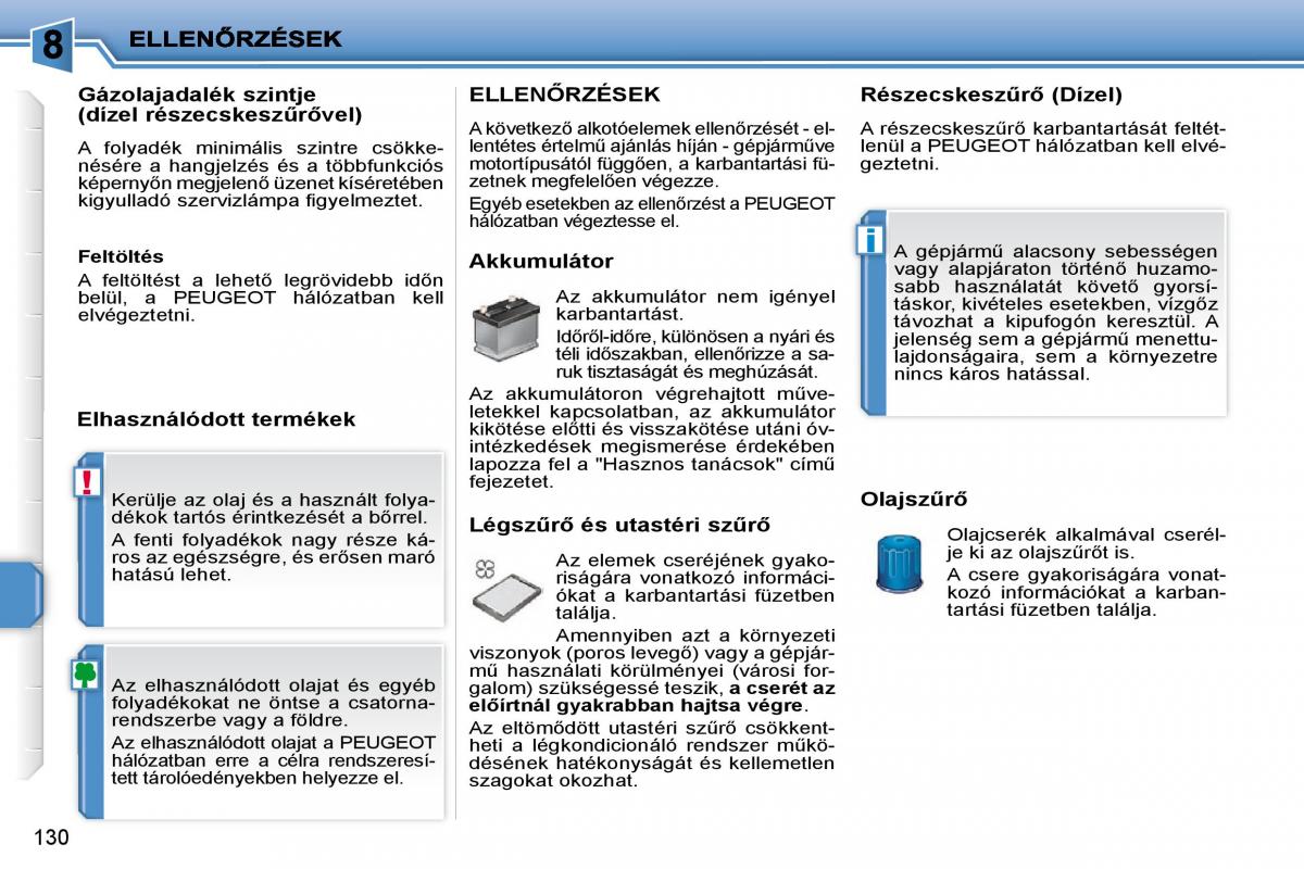 Peugeot 207 Kezelesi utmutato / page 125