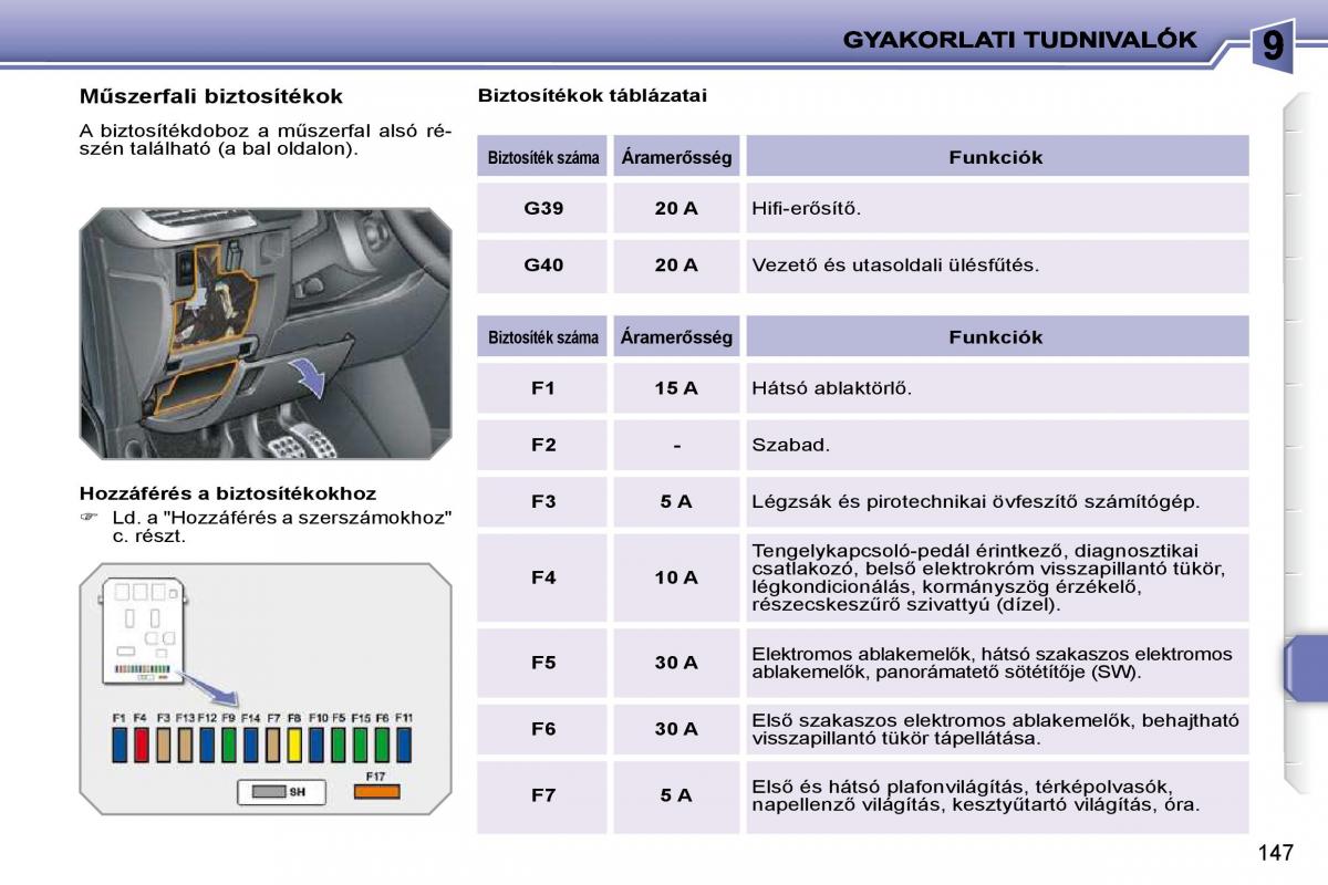 Peugeot 207 Kezelesi utmutato / page 143