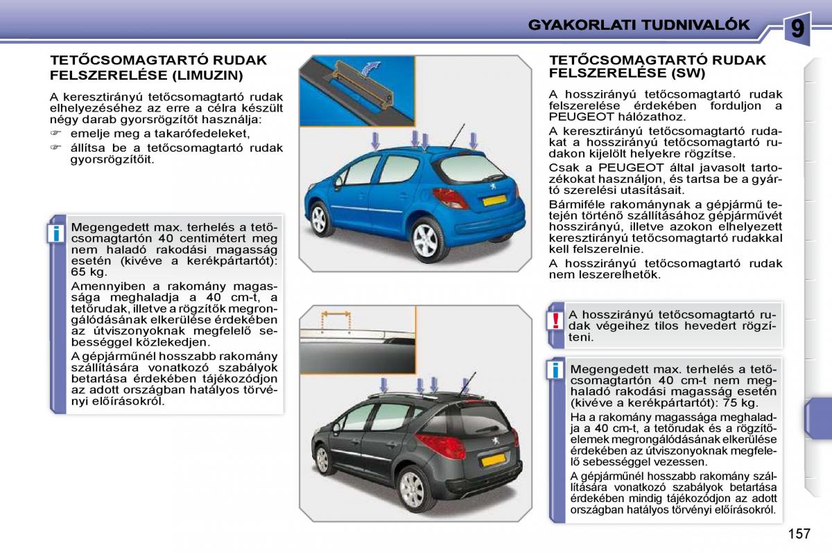 Peugeot 207 Kezelesi utmutato / page 153