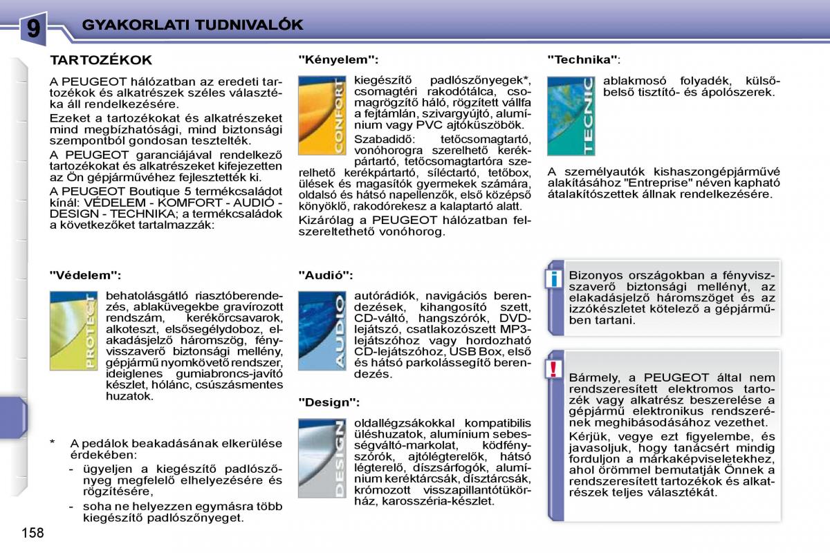 Peugeot 207 Kezelesi utmutato / page 154