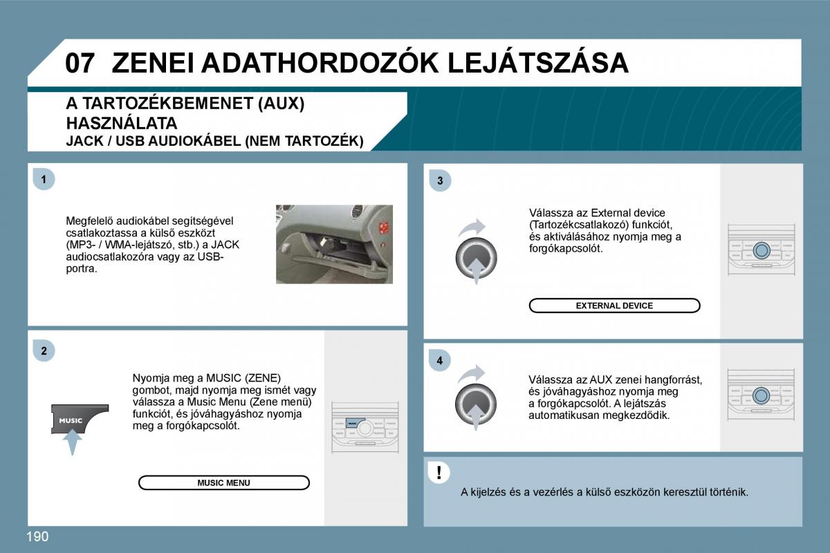 Peugeot 207 Kezelesi utmutato / page 186