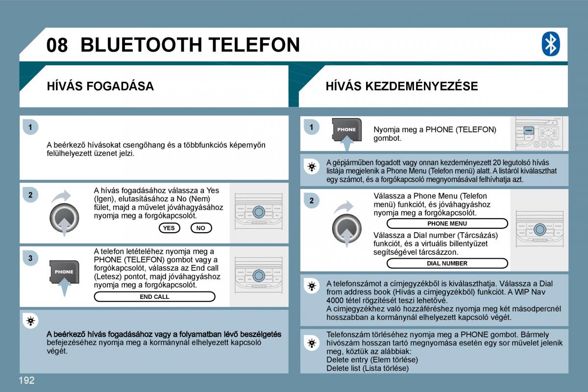 Peugeot 207 Kezelesi utmutato / page 188