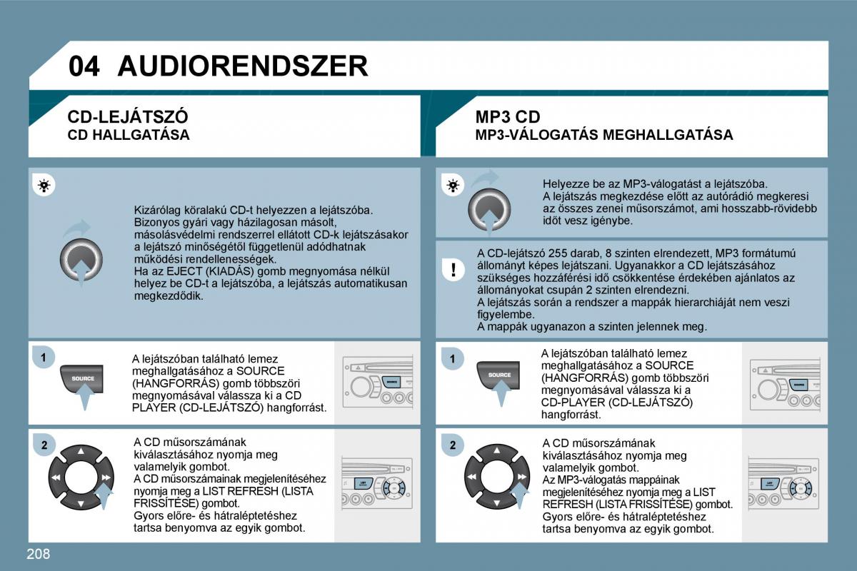 Peugeot 207 Kezelesi utmutato / page 203