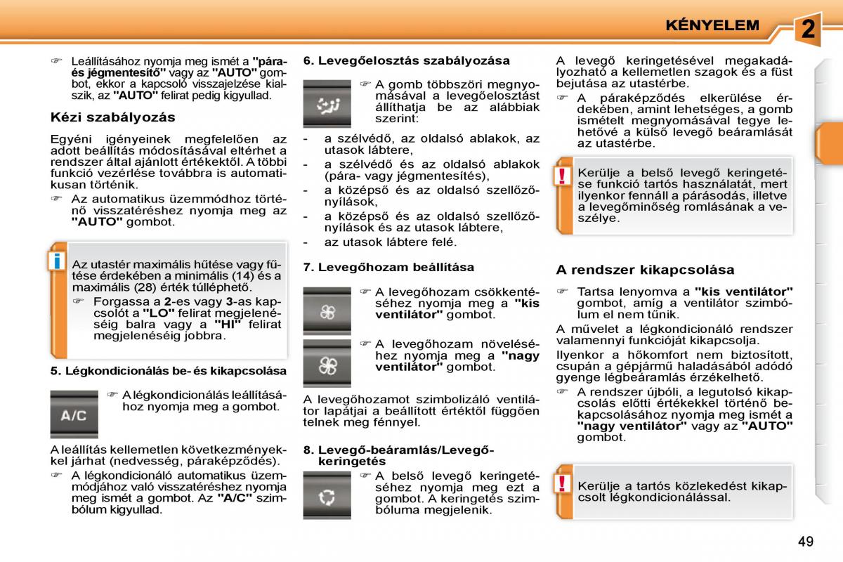 Peugeot 207 Kezelesi utmutato / page 36