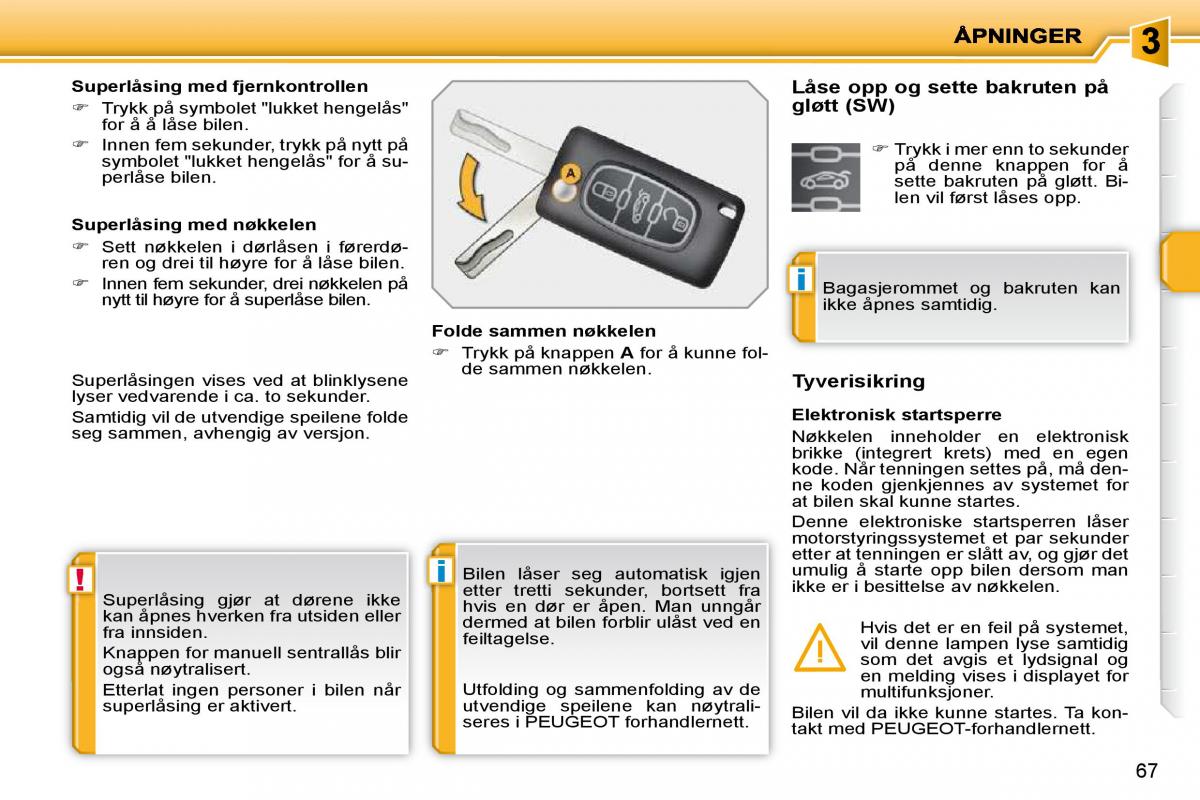 Peugeot 207 bruksanvisningen / page 56