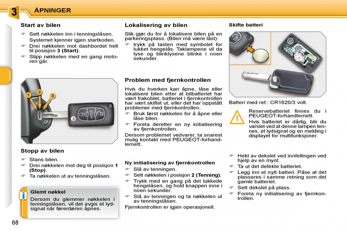 Peugeot 207 bruksanvisningen / page 57