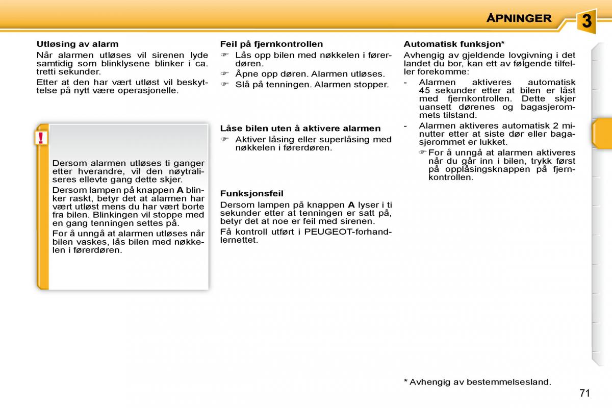 Peugeot 207 bruksanvisningen / page 62