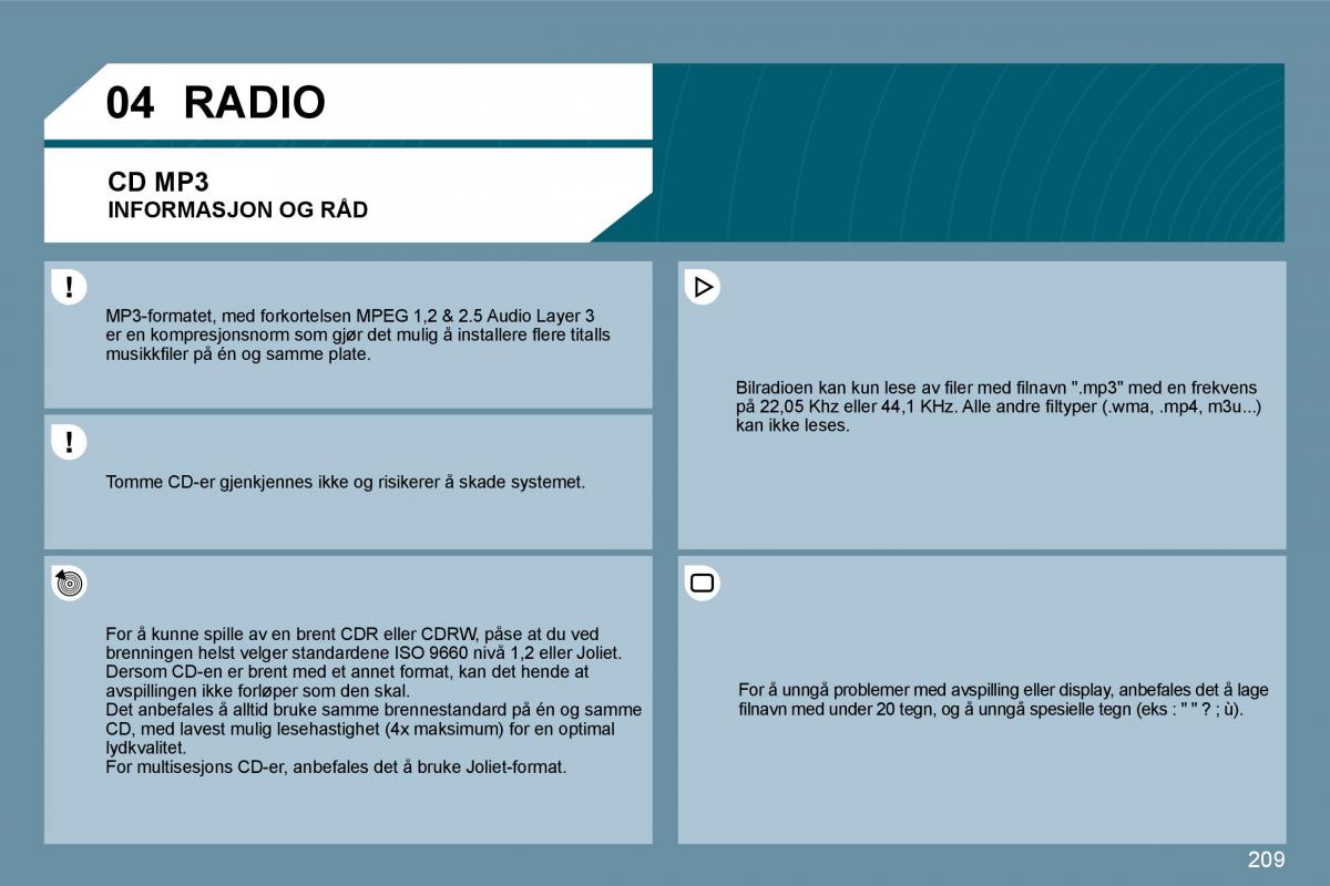 Peugeot 207 bruksanvisningen / page 204