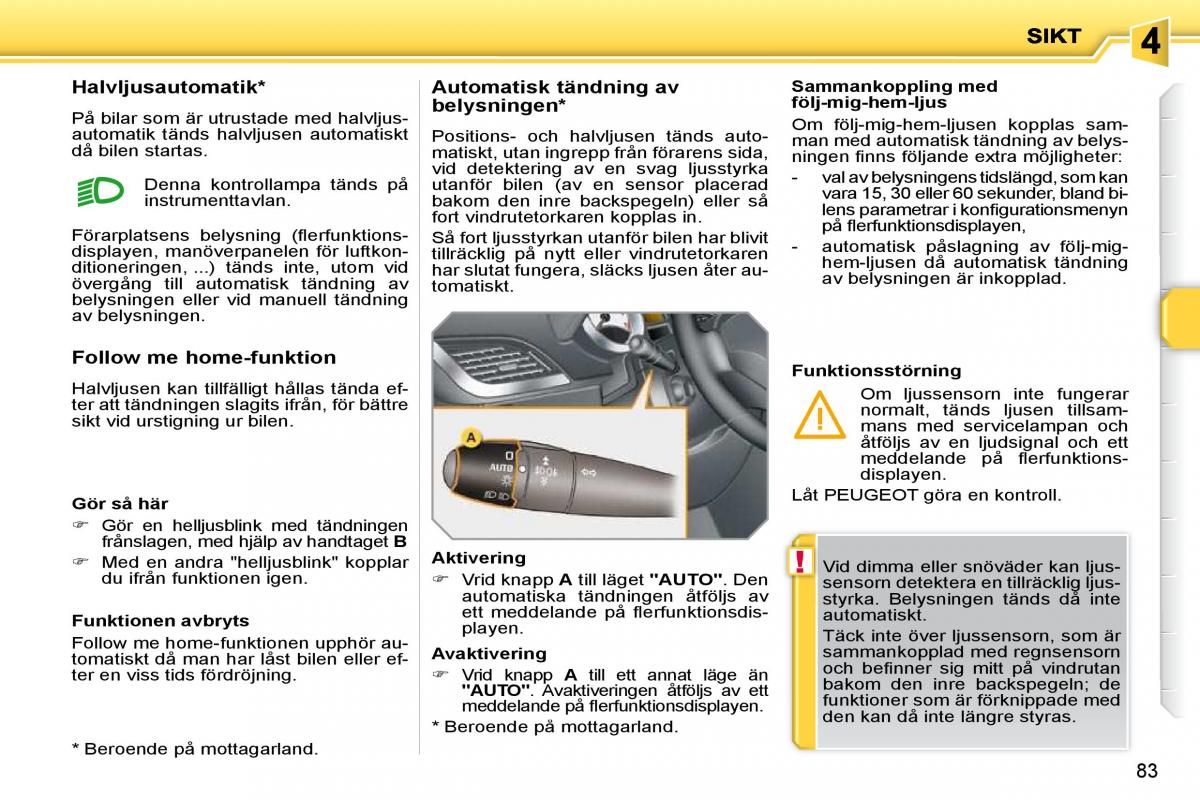 Peugeot 207 instruktionsbok / page 77