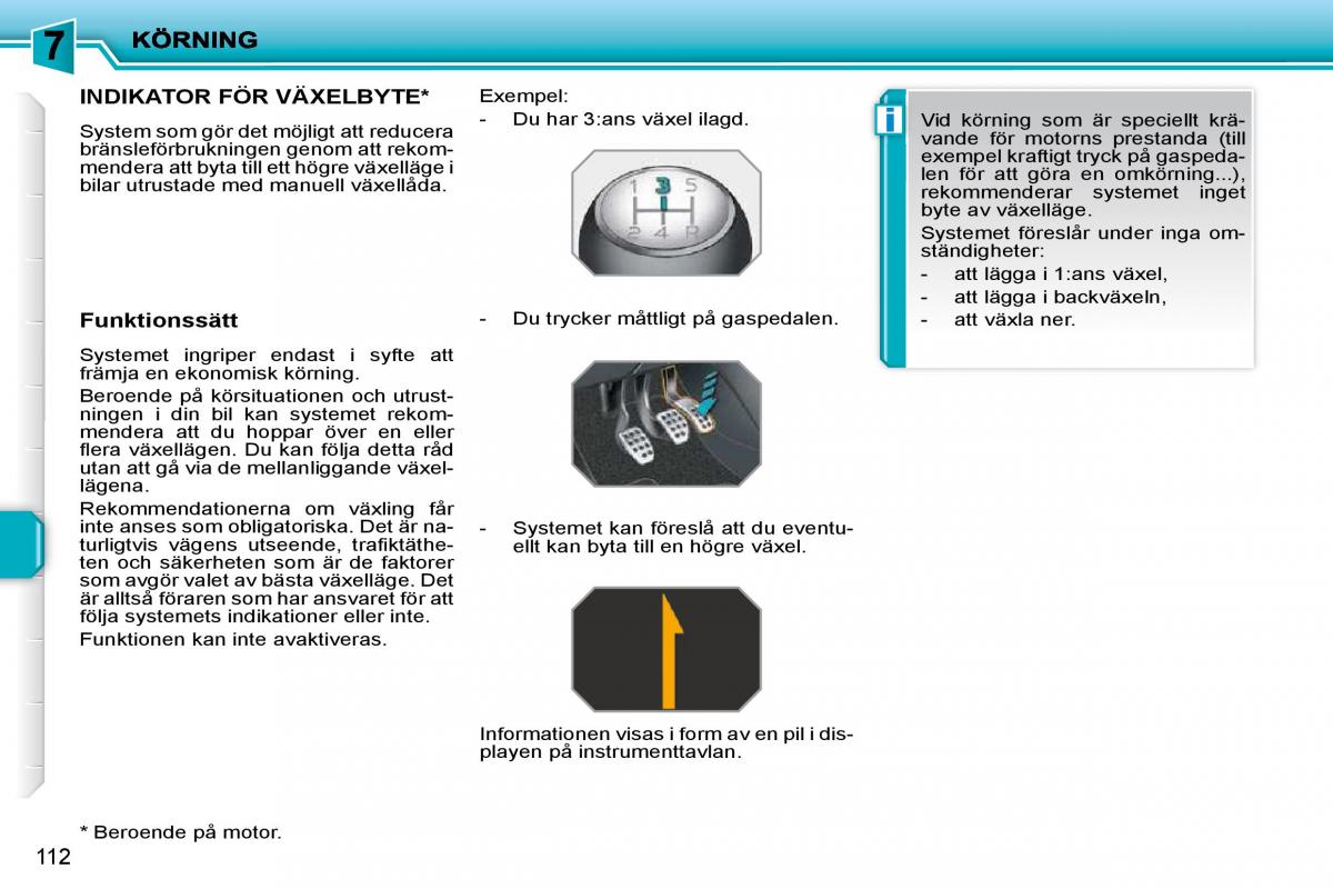 Peugeot 207 instruktionsbok / page 108