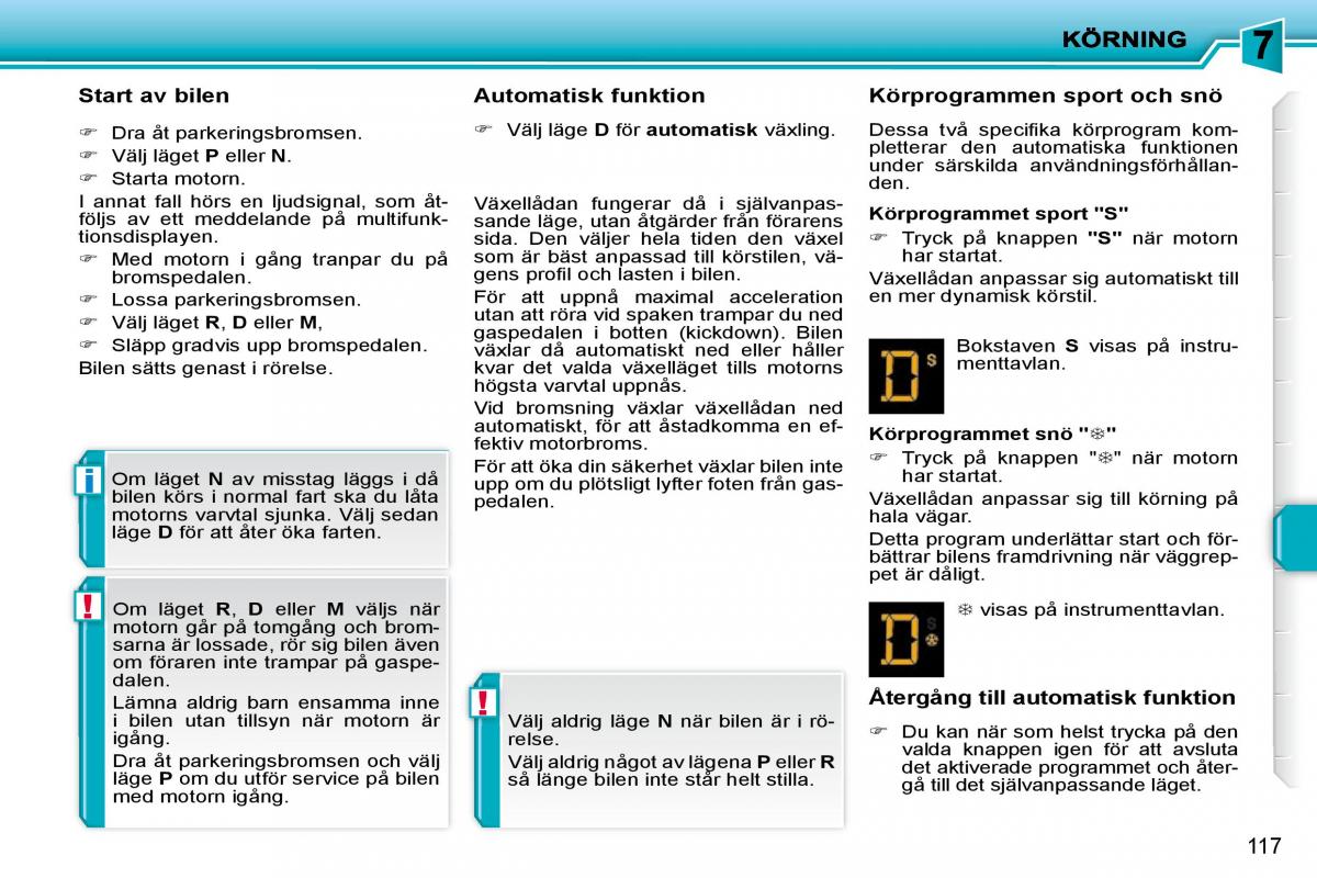 Peugeot 207 instruktionsbok / page 113