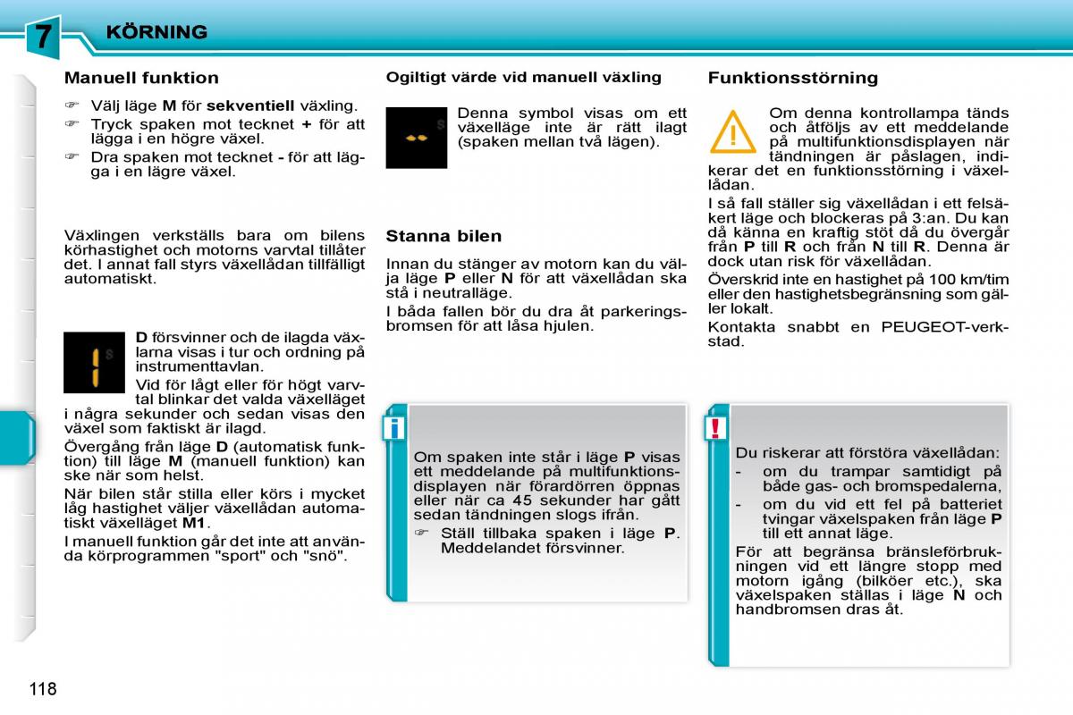 Peugeot 207 instruktionsbok / page 114